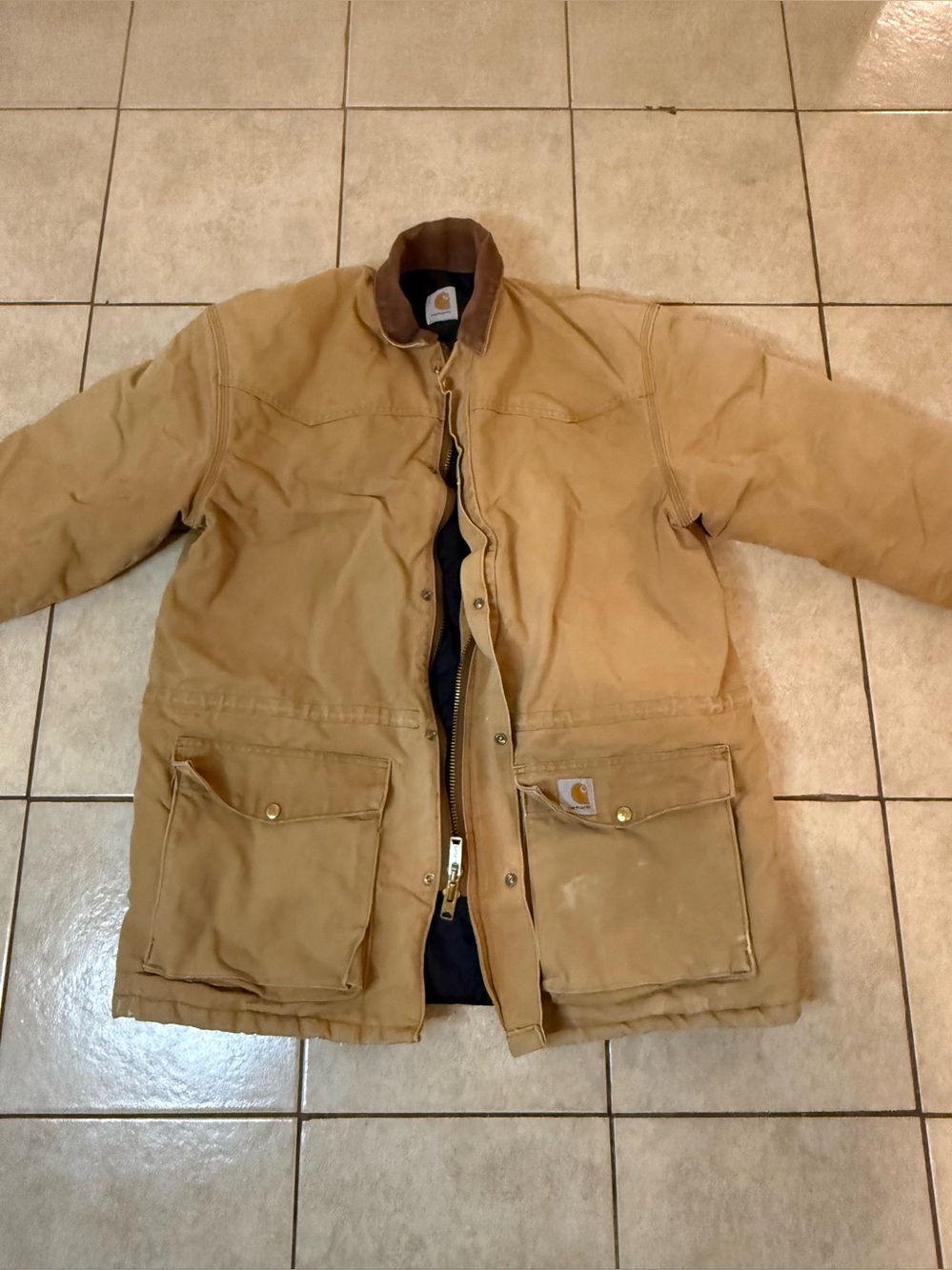 Vintage 90s Carhartt Men's TanWestern Ranch Coat JacketDistressed 2XL